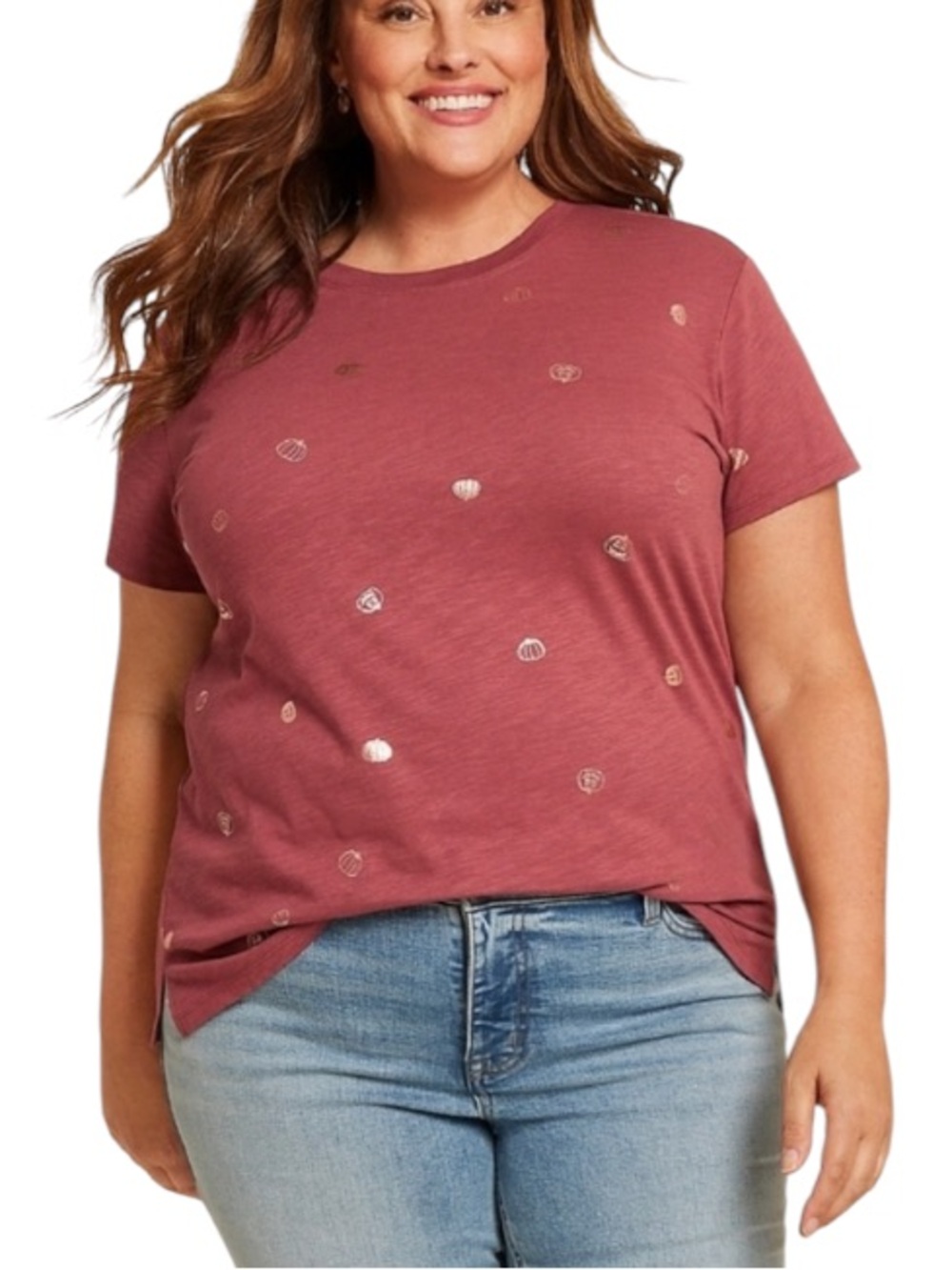 Maurices Comfort Metallic All Over Mini Pumpkin Tee